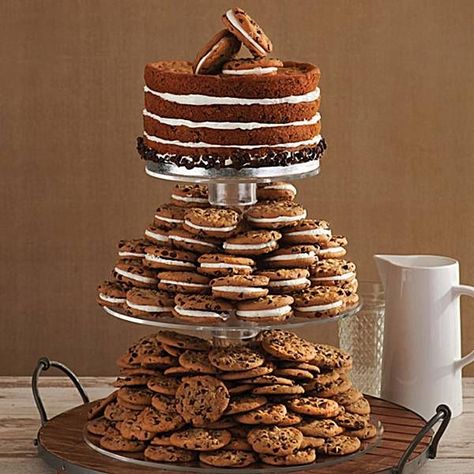 Cookie Cake Wedding, Cake Calories, Cake Tower, Wedding Cake Alternatives, Traditional Wedding Cakes, Cookie Table, Filled Cookies, Cake Sizes, Cake Wedding