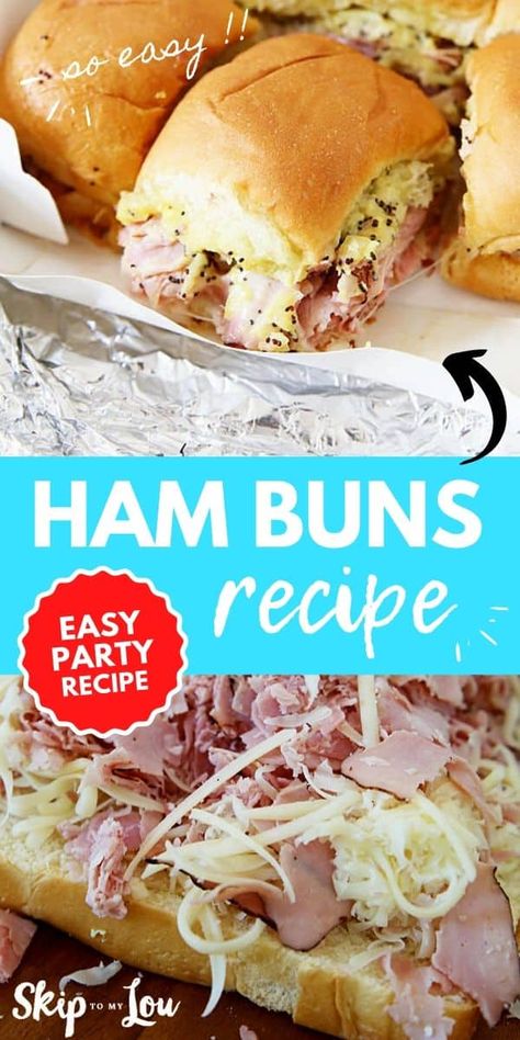 Ham Buns, Ham Sliders Recipes, Ham Sliders, Skip To My Lou, A Group Of Friends, Buns Recipe, Easy Party Food, Slider Recipes, Bun Recipe