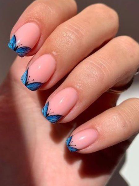 Butterfly Nail Designs, Butterfly Nail Art, Smink Inspiration, Nail Art Designs Videos, Blue Nail, Pretty Nail Art, Short Acrylic Nails Designs, Butterfly Nail, Fire Nails