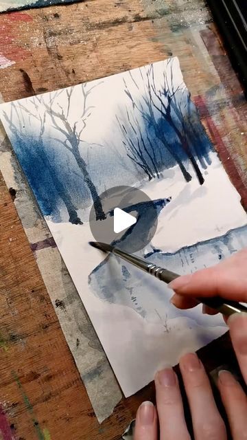 Watercolor Art Inspiration, Akvarel Illustration, Watercolor Landscape Tutorial, Watercolour Techniques, Tree Watercolor Painting, Watercolor Art Landscape, Watercolor Paintings Nature, Bird Watercolor Paintings, Art Tutorials Watercolor