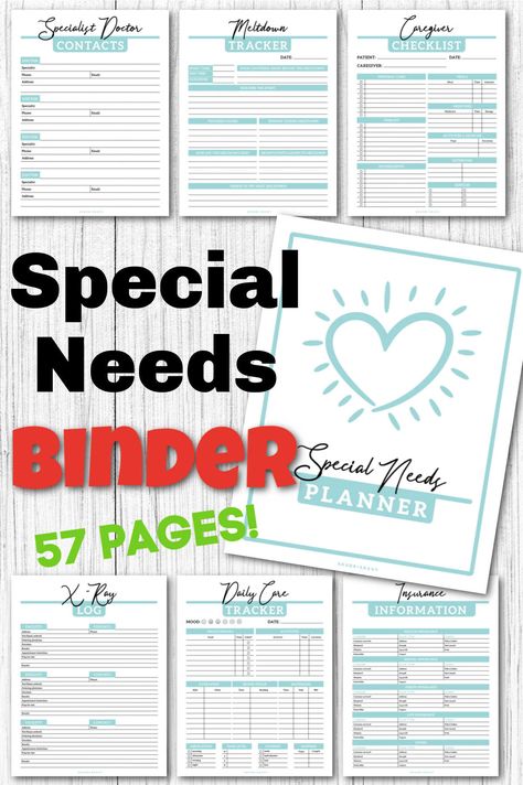 Free Iep Binder Printables, Special Needs Binder, Medical Binder Printables Free, Family Medical Binder, Medication Chart Printable, Medical Printables, Medical Binder Printables, Behavior Log, Medical Planner