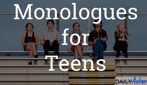 Finding a good monologue is always tough, especially for a teenager. Check out our free dramatic and comedic monologues for teens! Comedic Monologues From Movies, Dramatic Monologues For Teens, Acting Scripts To Practice For Teens, Teen Monologues, Theater Monologues, Monologues From Plays, Short Monologues, Disney Monologues, Monologues For Teens