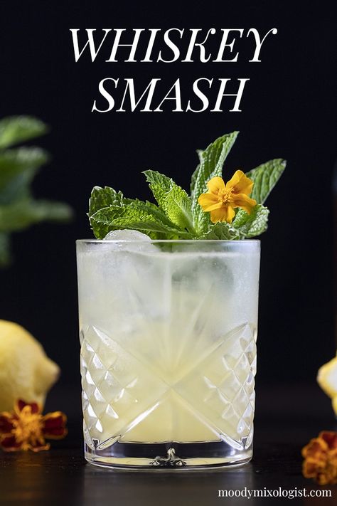 Gin Smash Recipe, Whiskey Smash Recipe, Moody Mixologist, Hosting Recipes, Smoked Whiskey, Honey Cocktail, Whiskey Smash, Honey Whiskey, Bourbon Smash