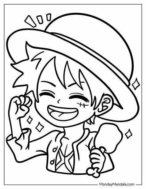 20 Luffy Coloring Pages (Free PDF Printables) Coloring Pages One Piece, Anime Drawing For Coloring, Luffy Coloring Page, Coloring In Pages, One Piece Easy Drawing, One Piece Svg, Coloring Anime, Male Coloring Pages, One Piece Art Drawing