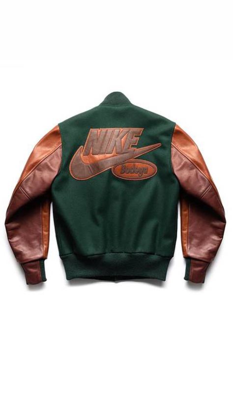 Vintage Varsity Jacket, Hypebeast Style, Varsity Jacket Men, Mens Outfit Inspiration, Nike Dunk High, Brown Outfit, Dunk High, Letterman Jacket, Pine Green