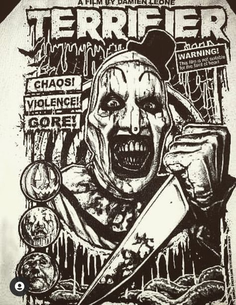 Horror Movie Poster Drawing, Horror Poster Prints, Art The Clown Terrifier Movie, Terrifier Clown Wallpaper, Art The Clown Poster, Terrifier 2 Poster, Horror Movie Posters Room Decor, Horror Movie Prints, Halloween Drawing Ideas Scary