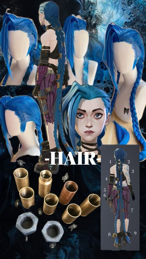 For customization wig/lace Cosplay League Of Legends, Jinx Cosplay, Top Cosplay, Jinx Arcane, Blueprint Art, Art Outfits, Lil Sister, Cartoon Tv Shows, Cosplay Tutorial