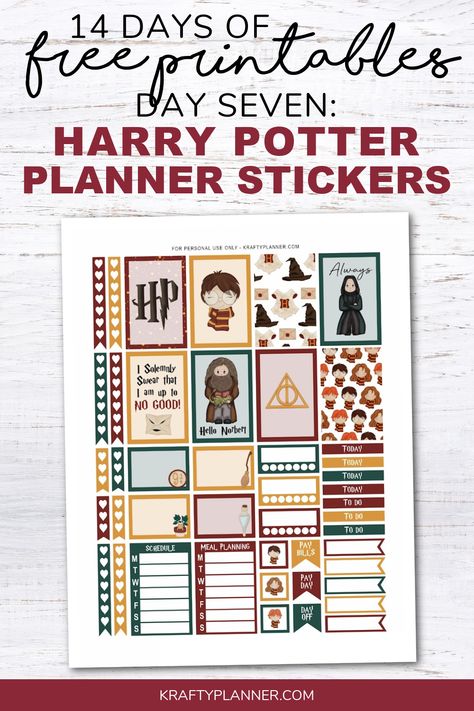 DAY 7: Free Printable Harry Potter Printable Planner Stickers — Krafty Planner Harry Potter Daily Planner, Harry Potter Goodnotes, Harry Potter Planner Stickers, Free Happy Planner Stickers, Harry Potter Planner Printable Free, Harry Potter Stickers Printable Free, Free Printable Harry Potter, Harry Potter Printable, Hp Stickers