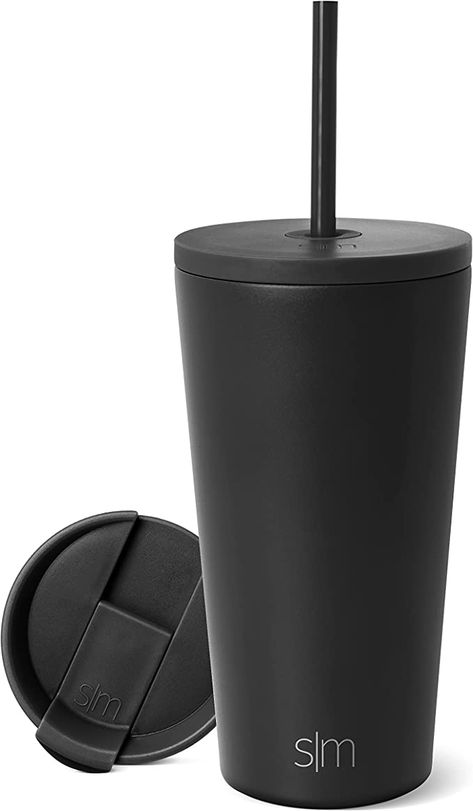 Simple Modern Insulated Tumbler with Lid and Straw | Iced Coffee Cup Reusable Stainless Steel Water Bottle Travel Mug | Gifts for Women Men Her Him | Classic Collection Stylish Water Bottles, Reusable Tumbler, Mug Gifts, Iced Coffee Cup, Coffee Tumbler, Brewing Tea, Midnight Black, Insulated Tumbler, Steel Water Bottle