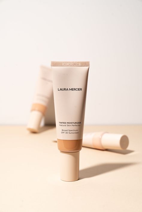 Moisturizer Product Photography, Makeup Product Photography, Sunscreen Packaging, Cosmetic Inspiration, Laura Mercier Tinted Moisturizer, Skincare Products Photography, Photography New York, Bokeh Photography, Cosmetics Photography