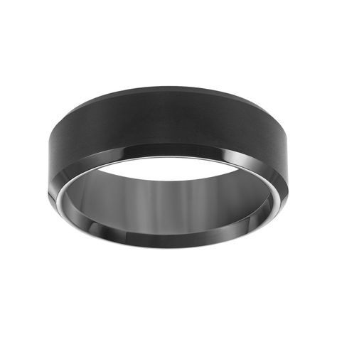 Elevate your attire with this beveled men's band.RING DETAILS Width: 8 mm Metal: black ion-plated tungstenPlating: black ion Finish: satin Additional details: comfort fit  Size: 8.50. Color: Grey. Gender: male. Age Group: adult. Mens Wedding Rings Black, Silver Wedding Bands, Beach Theme Wedding, Men's Jewelry Rings, Mens Band, Dress Rings, Mens Wedding Rings, Men's Rings, Mens Wedding Bands