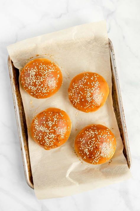 Once you try these homemade easy small batch hamburger buns you'll never want store bought again! And yes, they are really really easy!!! #baking #buns #hamburgerbuns #smallbatch via @thebeaderchef Homemade Burger Buns Small Batch, Small Batch Of Buns, Homemade Hamburger Buns Small Batch, Sweet Hamburger Buns, Small Batch Buns Recipe, Small Batch Burger Buns, Small Batch Hamburger Bun Recipe, Easy Burger Buns Recipe, Small Batch Hamburger Buns