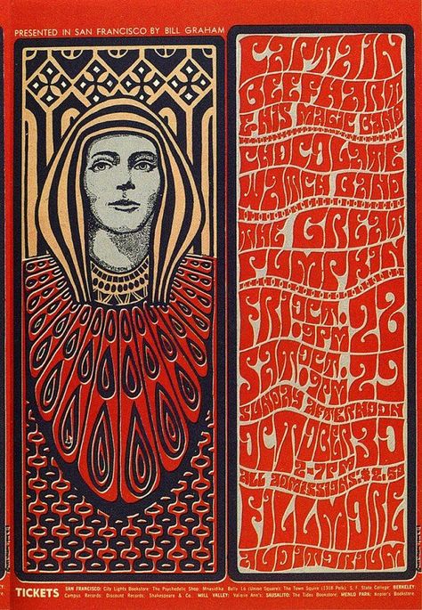 Diane Doniol-Valcroze on Twitter: "The Art of Wes Wilson, pioneer of the psychedelic poster and inventor of the psychedelic font… " Alton Kelley, Retro San Francisco, Wes Wilson, Victor Moscoso, City Lights Bookstore, Captain Beefheart, Stefan Sagmeister, Trendy Music, Neon Rose