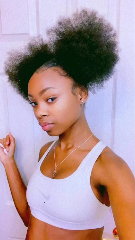 Cute Puff Ball Hairstyles, Two Puff Balls Hairstyle, 2 Afro Puffs Natural Hairstyles, 2 Afro Puffs, Puffy Hair Styles Black, 2 Puff Balls Natural Hair, 2 Puffs Hairstyle, 4c Two Puffs, Real Hair Hairstyles Black Women Natural