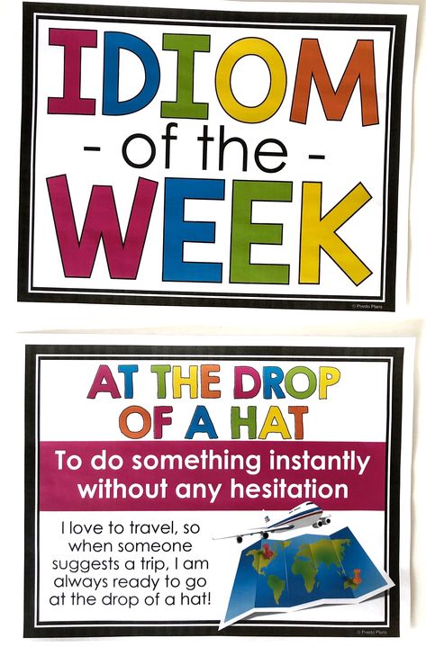 Idioms Bulletin Board, Teaching Grammar Middle School, Idiom Activities, Idioms Posters, Teaching Idioms, Idioms Activities, Common English Idioms, Middle School Grammar, Teacher Giveaway