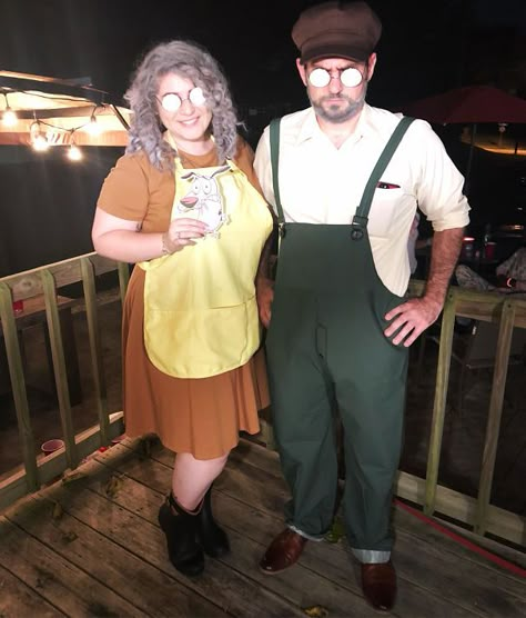 The GF And I As Eustace And Muriel Bagge Muriel Bagge Costume, Eustace And Muriel Costume, Muriel And Eustace Costume, Couples Costumes Plus Size, Plus Size Halloween Costumes Couples, Mr Clean Costume, Muriel Bagge, Plus Size Couples Costumes, Muriel And Eustace