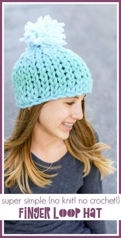 Finger Looping Hat Instructions - how to use loop yarn to make a simple and easy hat - - Sugar Bee Crafts Finger Looping, Loopy Yarn, Finger Knitting Projects, Finger Knit, Finger Crochet, Yarn Hats, Hat Knit, Mason Jar Crafts Diy, Finger Knitting