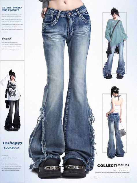 Flared Jeans Pattern, Acubi Jeans, Jeans Reference, Concert Clothes, Types Of Jeans, Inspo Outfit, Jeans Diy, Jeans Fashion, Outfit Fall