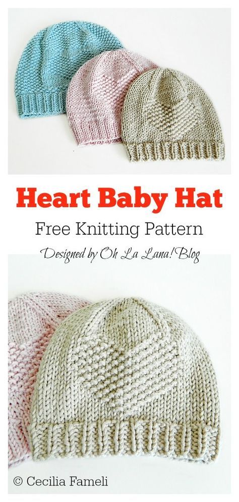 Valentine Knitting, Baby Hat Free Knitting Pattern, Knitted Baby Hats, Baby Hats Pattern, Baby Hats Knitting Free, Hat Free Knitting Pattern, Kids Hats Patterns, Newborn Knit Hat, Baby Hat Knitting Patterns Free