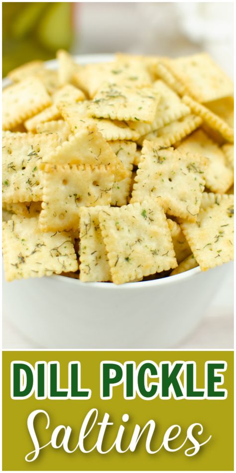 Dill Pickle Saltines, Pickle Seasoning, Seasoned Crackers, Saltine Crackers, Snack Mix Recipes, Recipes Appetizers And Snacks, Cracker Recipes, Dill Pickle, Party Food Appetizers