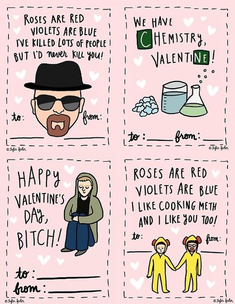 Breaking bad valentine cards. Breaking Bad Valentines, Breaking Bad Gifts, Breaking Bad Birthday, Bad Valentines Cards, Bad Valentines, Bad Gifts, Funny Valentines Cards, Printable Valentines Cards, Blue Valentine