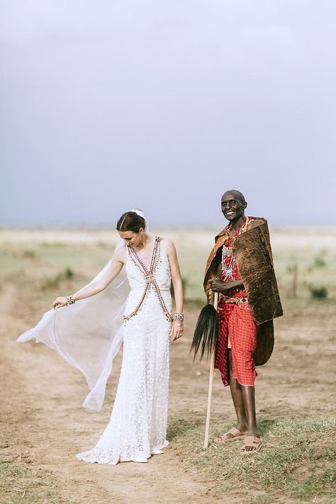 Nina and Sebastian's Kenyan Wedding Will Take Your Breath Away Kenyan Wedding Dress, Traditional Woman, Jonas Peterson, Kenyan Wedding, Africa Wedding, Safari Wedding, African Weddings, Destination Wedding Inspiration, Wedding News