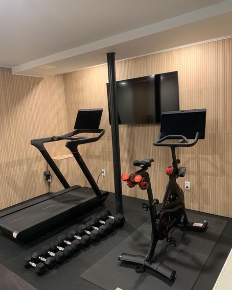 Basement Workout Room, Peloton Room, Home Gym Basement, Build Your Own Home, Dream Home Gym, Small Home Gym, Wellness Room, Workout Room Home, Home Gym Garage