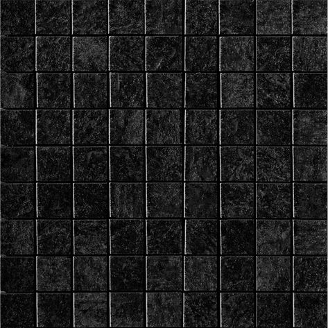 Black Bathroom Floor Tiles, Concrete Porcelain Tile, Black Bathroom Wall, Black Bathroom Floor, Green Backsplash, Tile Walls, Square Mosaic Tile, Inspiration Deco, Tile Edge