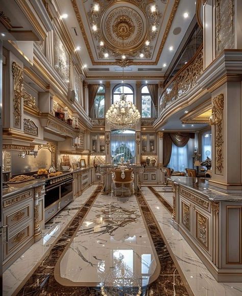 Baroque Kitchen Design, Castle Kitchen Aesthetic, Royal House Interior, Palace Kitchen, Castle Kitchen, Castle House Design, Royal Kitchen, Smelling Good, Fancy Kitchens