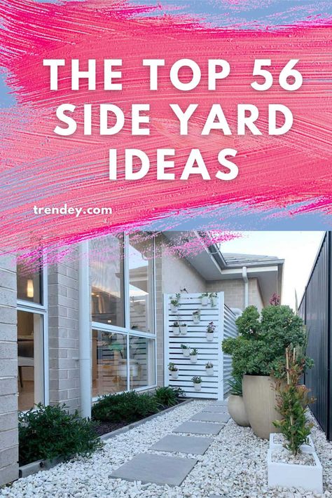 Diy Side Yard Walkway, Easy Small Yard Landscaping, Outdoor Side Yard Ideas, Private Side Yard Ideas, Xeriscape Side Yard, Garden Design Side Of House, Small Side Yard Landscaping Ideas, Side Patio Landscaping Ideas, Narrow Sideyard Ideas