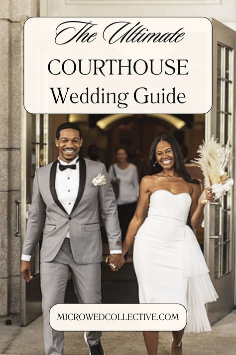 Have you been thinking about a courthouse wedding? They're not just for rushed marriages anymore. You can totally make it your own special event while saving time, money, and stress. See how hundreds of couples have pulled this off in our comprehensive courthouse wedding guide!  Photo: Gracie May Photography  #courthousewedding #courthouseweddingphotographer #courthouseweddingideas Courthouse Wedding Timeline, October Courthouse Wedding, Fun Courthouse Wedding Photos, Florida Courthouse Wedding, Small Private Wedding Ideas, Civil Ceremony Ideas, Courthouse Wedding Checklist, Courthouse Wedding Photo Ideas, Cute Courthouse Wedding