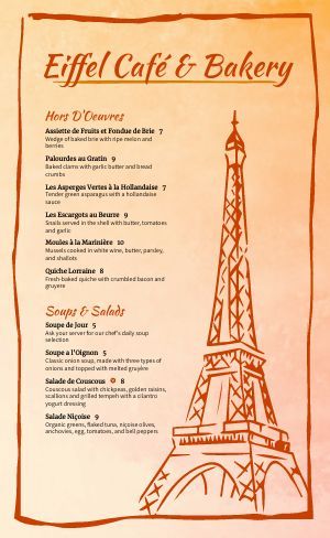 Free elegant french menu templates - MustHaveMenus French Cafe Menu Design, French Menu Card, French Menu Ideas, French Menu Design, French Dinner Menu, French Restaurant Menu, French Cafe Menu, Valentine's Day Menu Ideas, Paris Themed Party