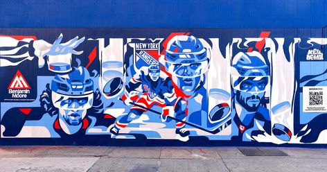 insights-mural-sports-rangers-2022 Sports Bar Mural, Nike Mural, Alleyway Art, Sports Mural, Painted Wall Mural, Wall Wrap, Wall Drawing Ideas, Mural Illustration, School Hallway