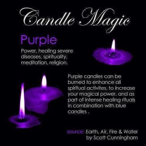 Purple Candle Magic, Candle Meanings, Candle Magik, Candle Magick Spells, Wiccan Candle, Purple Candle, Candle Color Meanings, Candle Magic Spells, Witchcraft Candles