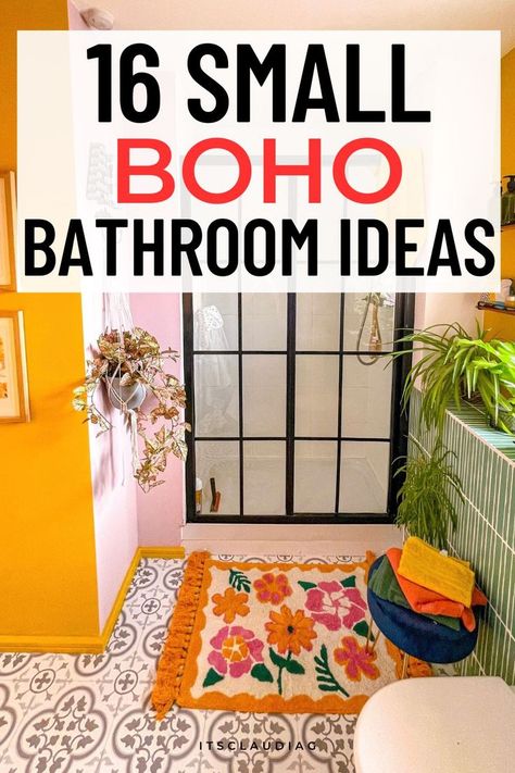 Small Boho Bathroom Ideas, Small Boho Bathroom, Colorful Boho Bathroom, Bohemian Decor Inspiration, Boho Bathroom Ideas, Bohemian Diy, Front Porch Concrete, Boho Apartments, Bohemian Style Decor