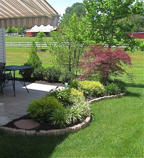 Landscaping Around Patio, Diy Garden Landscaping, Backyard Ideas For Small Yards, Jardim Diy, Front Yards, Easy Landscaping, Backyard Landscape, Landscape Edging, Landscape Designs