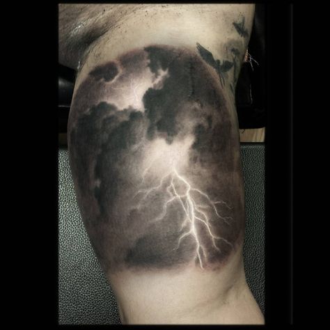 Storm Cloud Tattoo, Storm Tattoos, Cloud Tattoo Sleeve, Blitz Tattoo, Cloud Tattoo Design, Dark Skin Tattoo, Storm Tattoo, Lightning Tattoo, Zeus Tattoo