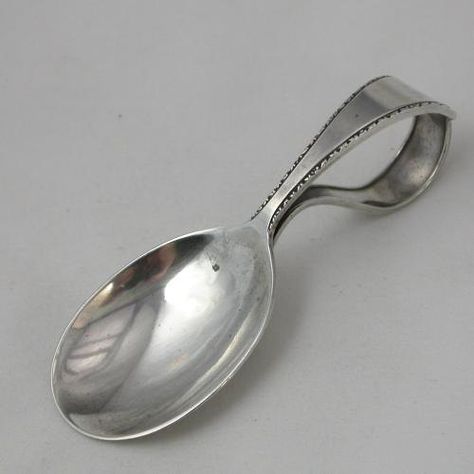 Sterling Silver Baby Spoon Vintage Bent Spoon, Baby Cups, Baby Spoon, Silver Spoon, Baby Rattle, Silver Spoons, Serving Piece, Cool Baby Stuff