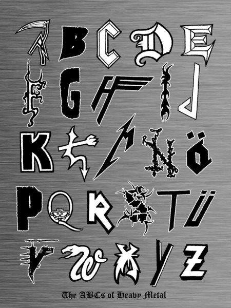 ABCs of heavy metal.....which letters do you recognize? Guitar Humor, Nice Lettering, Carpathian Forest, Arte Heavy Metal, Metal Font, Heavy Metal Art, Metal Tattoo, Musica Rock, Heavy Metal Music