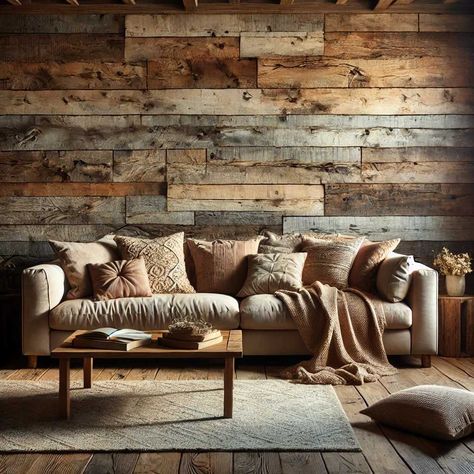 Wooden accent walls are versatile, timeless, and an easy way to create a focal point. Let’s explore twelve wooden accent wall ideas that bring charm, warmth, and character to your living room. Wood On The Wall Living Room, Log Siding Interior Walls, Dark Wood Walls Living Room, Rustic Living Room Accent Wall, Barnwood Wall Living Room, Wall Wood Design Interiors, Living Room Wood Accent Wall, Plank Wall Living Room, Wood Walls Interior