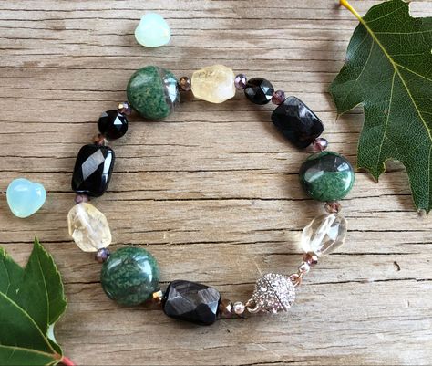 Jasper Bead Bracelet, Stone Bracelets, Garnet Necklace, Silver Line, Gemstone Jewelry Handmade, Handmade Jewelry Diy, Beaded Choker Necklace, Jasper Beads, Smokey Quartz