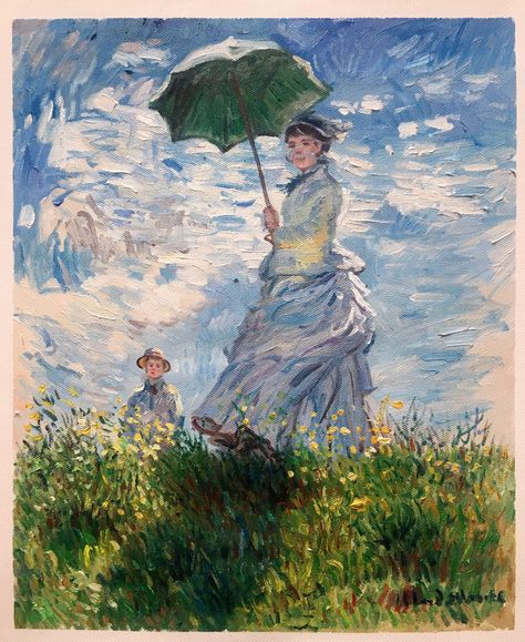 Lady With A Parasol Monet, Post Impressionism Art Paintings, Master Piece Art Paintings, Impressionism Tattoo, Famous Paintings Of Women, Pretty Paintings Easy, Impressionism Portrait, Famous Landscape Paintings, Post Impressionism Art