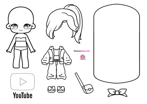 Coloring Page) DIY Youtube Girl Outfit Printable - Click to view on Ko-fi - Ko-fi ❤️ Where creators get support from fans through donations, memberships, shop sales and more! The original 'Buy Me a Coffee' Page. Pink Ping World Printables, Paperdolls Printable Free Doll Clothes, Diy Paper Doll, Kitty House, Paper Doll Craft, Crafts To Do When Your Bored, Hello Kitty House, Paper Dolls Diy, Paper Toys Template