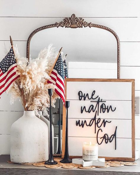 Patriotic Western Decor, Neutral 4th Of July Decor, Fourth Of July Home Decor, 4th Of July Decorations Indoor, Patriotic Party Decorations, Red White And Blue Decor, White And Blue Decor, Memorial Day Decor, Patriotic Home Decor