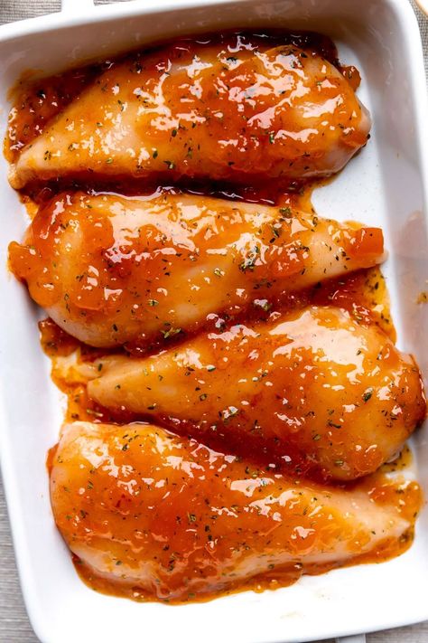 Apricot Salsa Chicken, Healthy Apricot Chicken, Jewish Apricot Chicken, Grilled Apricot Chicken, Baked Chicken Recipes With Sauce, Chicken And Apricot Preserves, Apricot Preserves Chicken, Chicken Apricot Preserves Recipe, Apricot Ginger Chicken