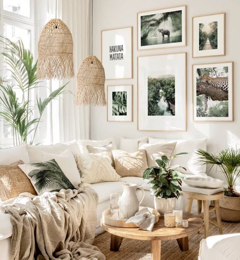 Unique Gallery Wall, Gallery Wall Inspiration, Poster Store, Styl Boho, Inspiration Wall, Landscape Canvas, Interior Design Styles, Scandinavian Design, Educational Crafts