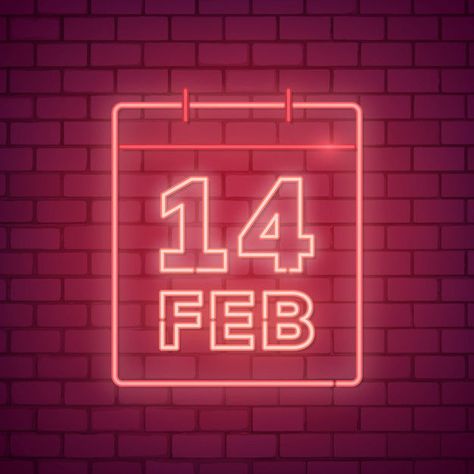 February 14th Neon Sign Neon App Icons, Selamat Hari Valentine, San Valentin Vector, Neon Icons, Valentine's Day Illustration, 8 February, Hari Valentine, Valentines Day Clipart, Wallpaper Iphone Neon