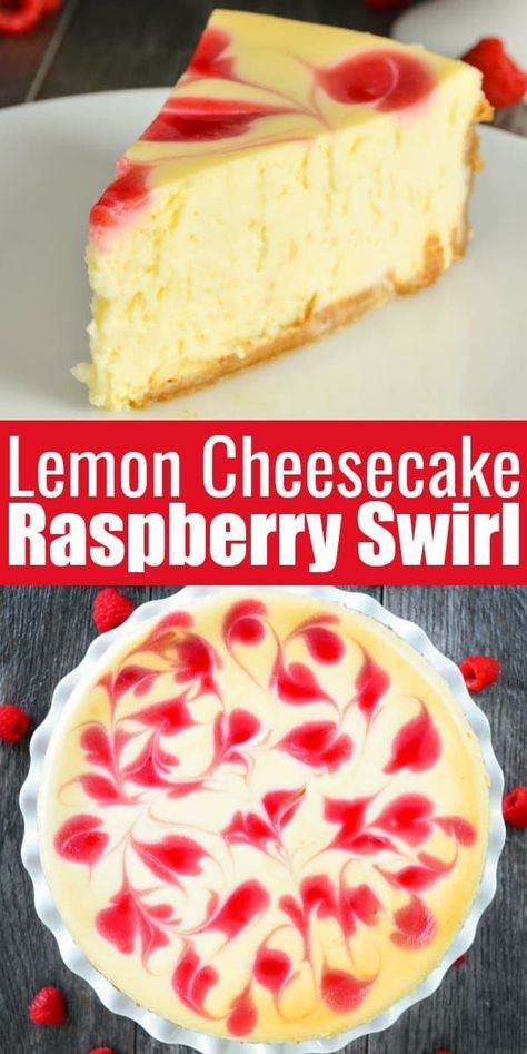 Tall Lemon Cheesecake with Raspberry Swirl is a gorgeous dessert recipe! It makes the best creamy cheesecake that is a perfect dessert for Easter, 4th of July, Thanksgiving or Christmas from Serena Bakes Simply From Scratch. Cheesecake Raspberry, Dessert For Thanksgiving, Thanksgiving Favorites, Food Rocks, Dessert Cravings, Fabulous Desserts, Pinterest Christmas, Popular Food, Bbq Food