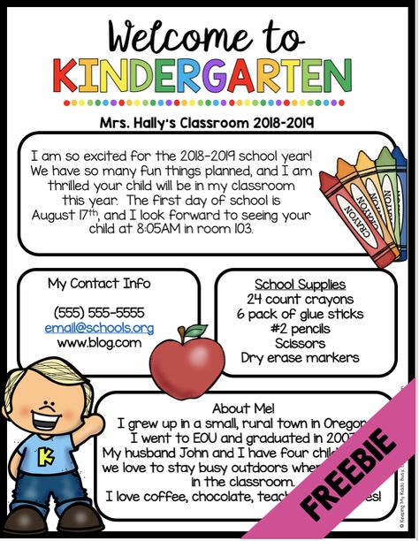 FREE Welcome to kindergarten newsletter - meet the teacher and open house FREEBIE - send this editable newsletter home so parents can get to know you #kindergarten #meetthe teacher #kindergartenopenhouse Kindergarten Welcome Letter To Parents, Welcome Letter To Parents From Teacher Kindergarten, Prek Welcome Letter To Parents, Welcome To Preschool Letter To Parents, Welcome Back To School Letter To Parents, Getting To Know You Kindergarten, Open House Letter To Parents, Teacher Introduction Letter To Parents Template Free, Welcome Letter To Parents From Teacher Preschool