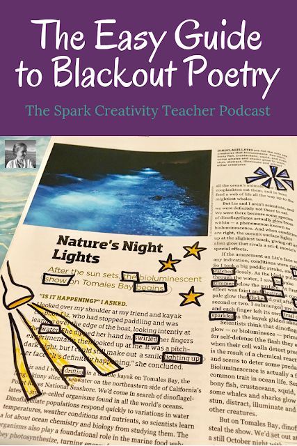 Blackout Poetry: If your students would rather eat a ghost chili than dive into poetry workshop, blackout poetry is your new best friend! In this episode of The Spark Creativity Teacher Podcast, I'll teach you the simple steps you can use to guide them in creating stunning blackout poems. Anne Frank Activities Middle School, Blackout Poetry Ideas, Poetry Middle School, Ghost Chili, Poetry Workshop, Blackout Poems, Found Poetry, Poetry Activities, Poetry Unit